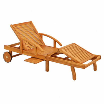 Ensemble de chaise longue et table de jardin avec coussin en bois d'acacia