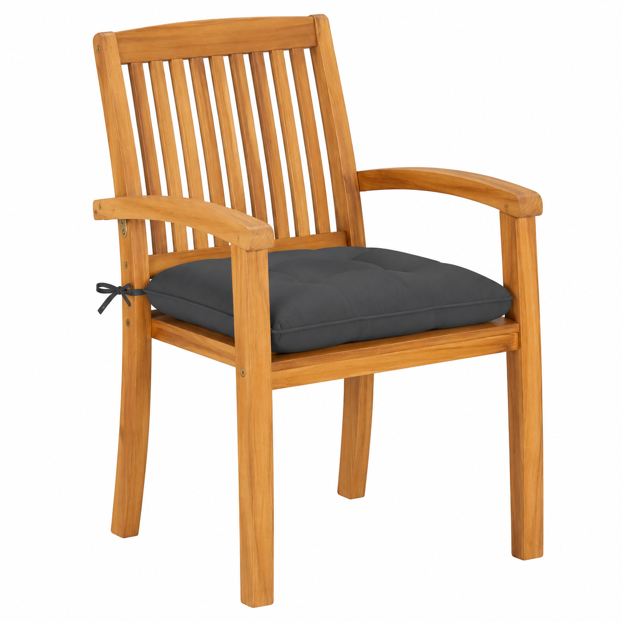 Lot de 4 chaises de jardin empilables avec coussins en teck