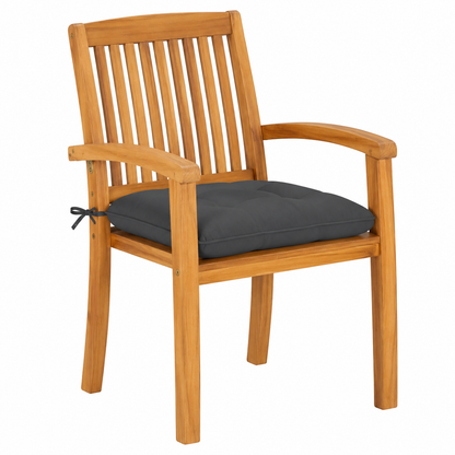 Lot de 4 chaises de jardin empilables avec coussins en teck