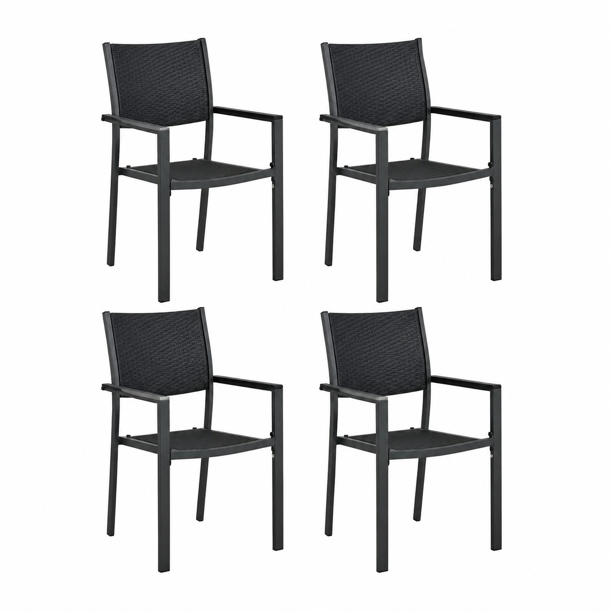 Ensemble de jardin noir 5 pièces pour repas