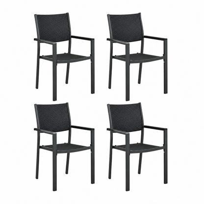 Ensemble de jardin noir 5 pièces pour repas