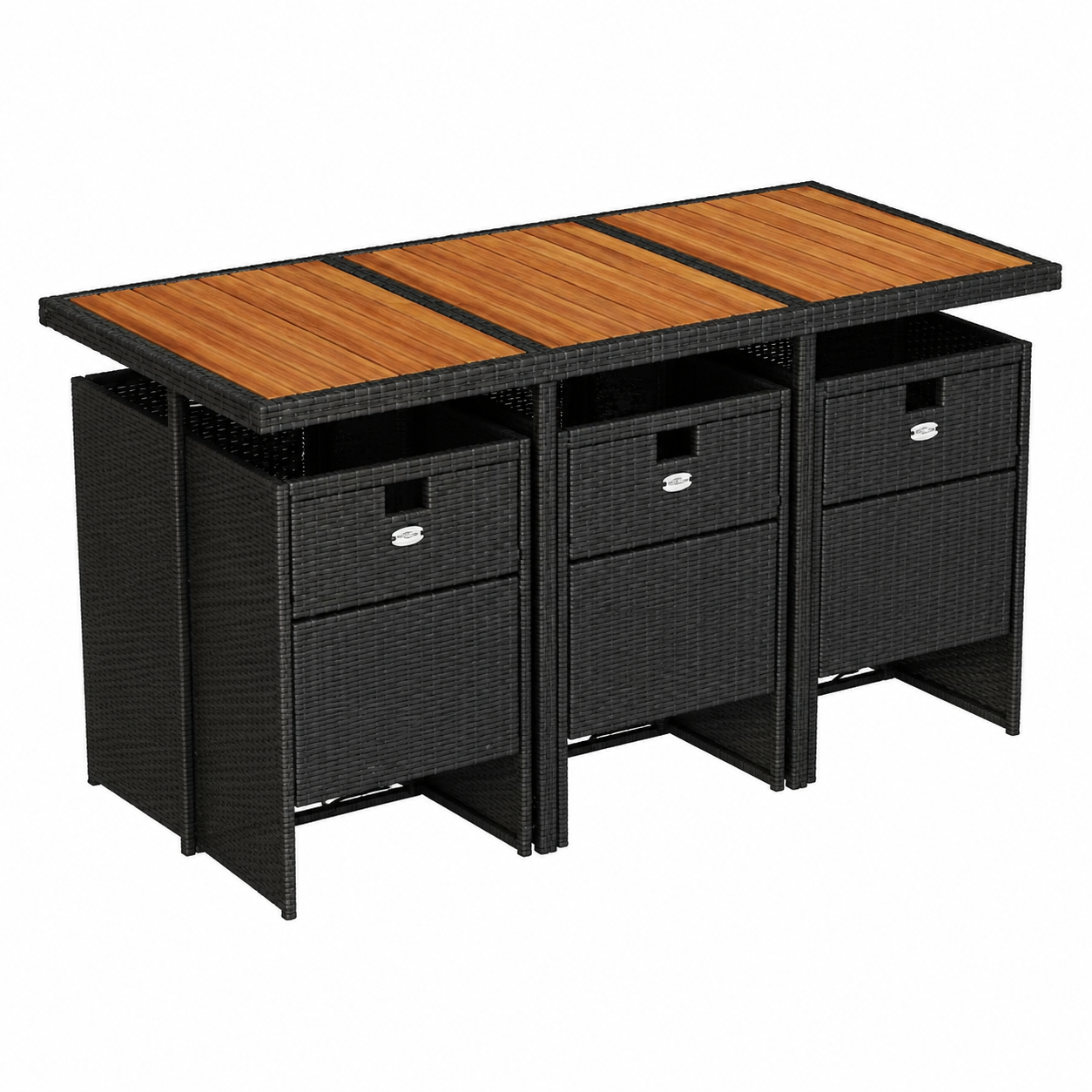 Ensemble de jardin avec coussins 7 pièces en résine tressée noire