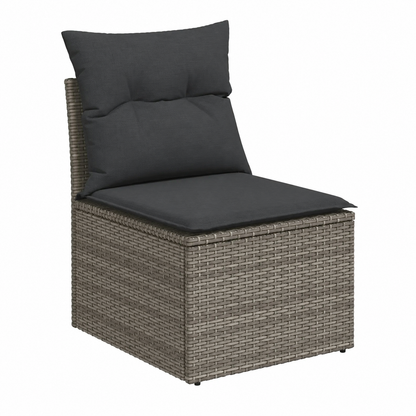 Ensemble de meubles de jardin 13 pièces avec coussins gris en résine