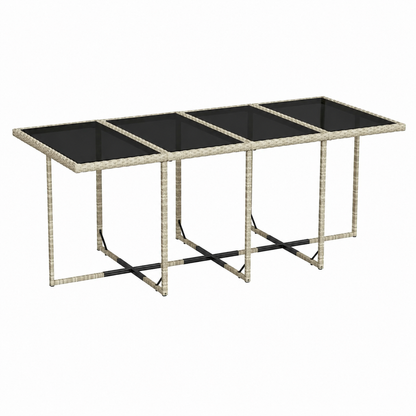 Set de salon de jardin 9 pièces avec coussins gris clair en rotin