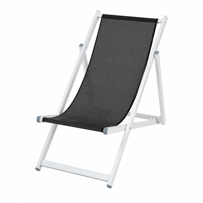 Ensemble de 2 Chaises de Plage Pliantes en Aluminium Noir