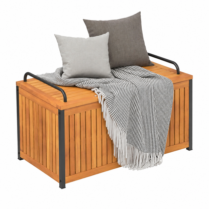 Coffre de Rangement Extérieur en Acacia et Acier