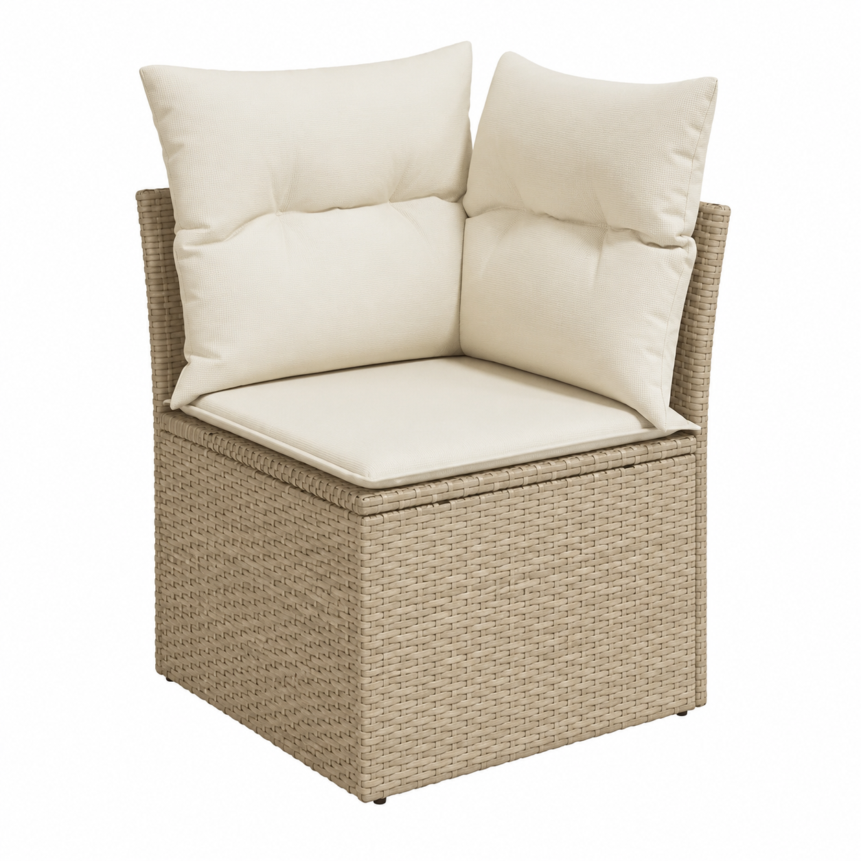 Ensemble de meubles de jardin en résine tressée beige 7 pièces avec coussins