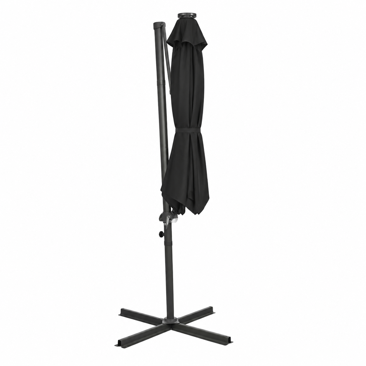 Grand parasol déporté avec éclairage LED 300 cm noir