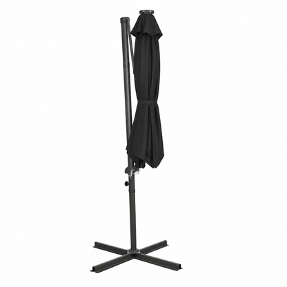 Grand parasol déporté avec éclairage LED 300 cm noir