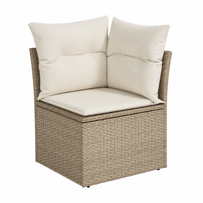 Ensemble d'extérieur 8 pièces avec coussins en résine beige