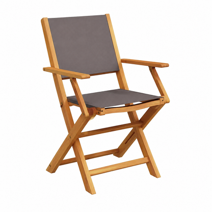 Lot de 2 chaises d'extérieur anthracite en bois massif d'acacia avec tissu