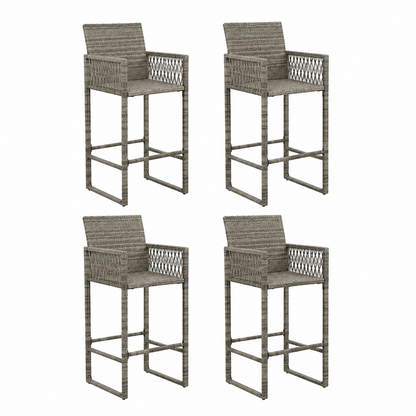 Ensemble de bar de jardin 5 pièces en rotin tressé gris
