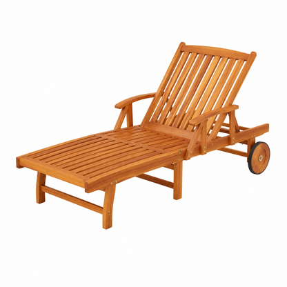 Ensemble de chaise longue et table de jardin avec coussin en bois d'acacia