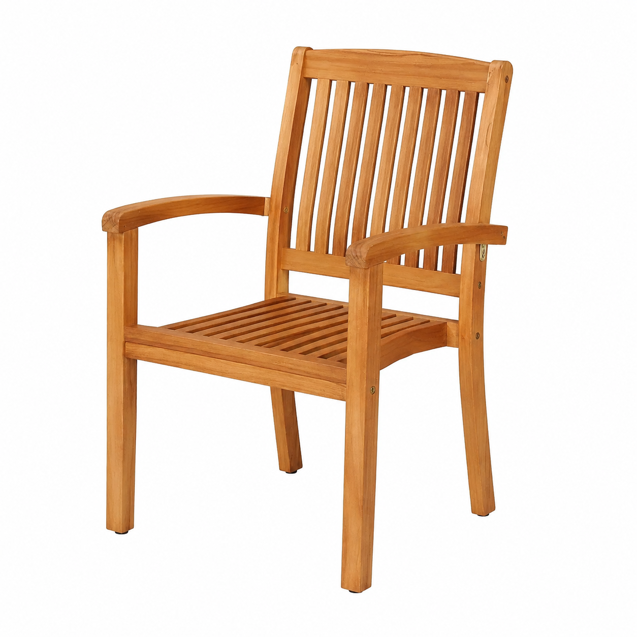 Lot de 4 chaises de jardin empilables avec coussins en teck