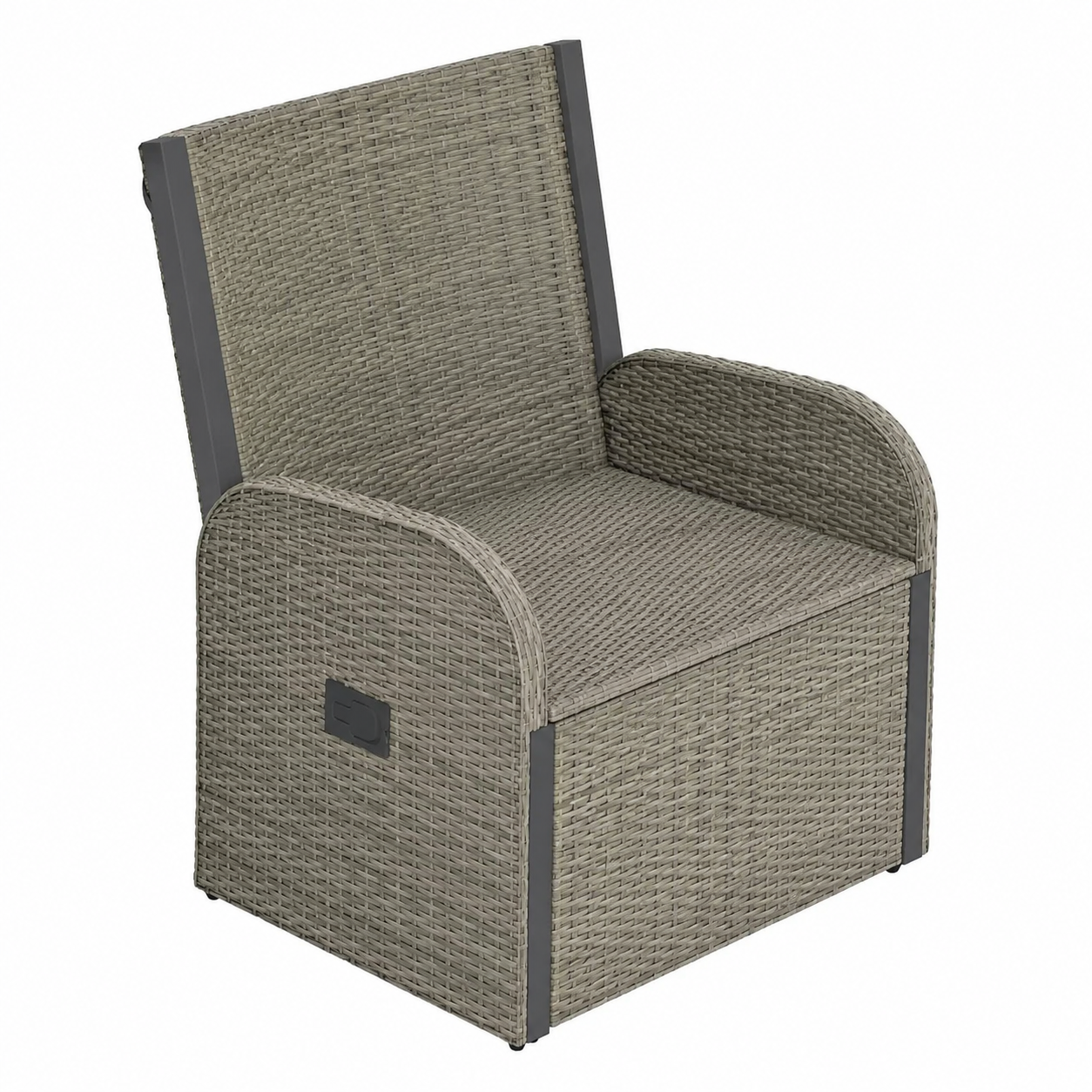 Ensemble de deux chaises de jardin inclinables avec coussins gris en résine tressée