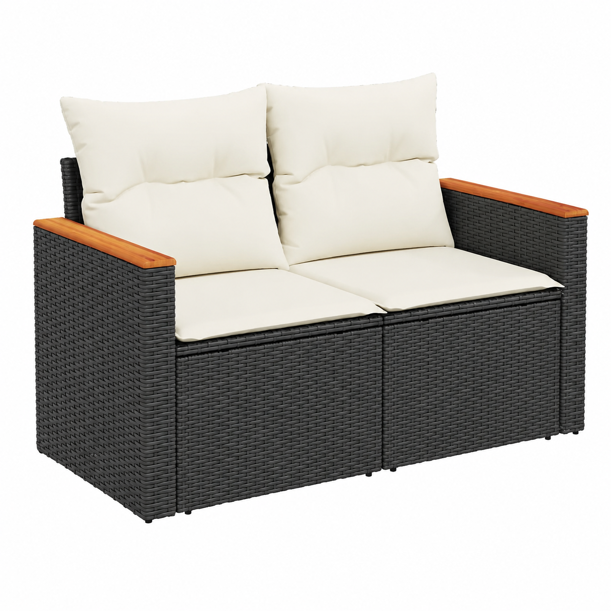 Ensemble de mobilier extérieur 8 pièces avec coussins noirs