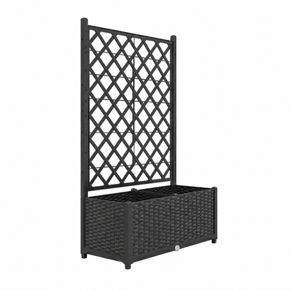 Bac à fleurs avec treillis noir 120x40x136 cm