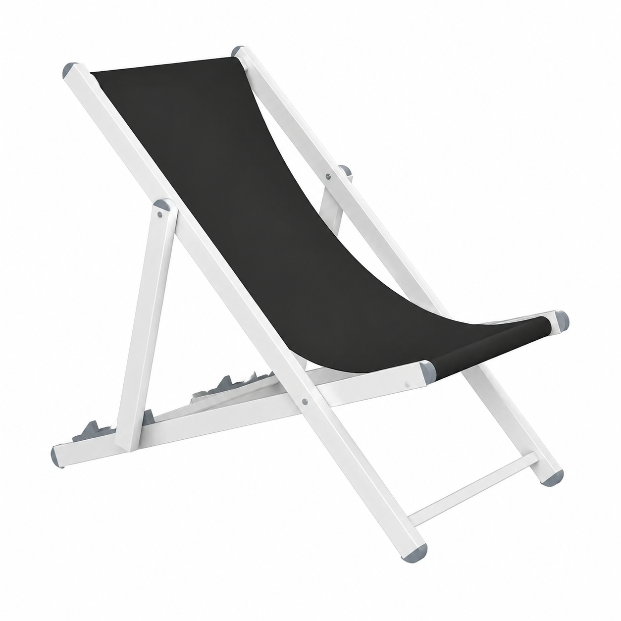 Ensemble de 2 Chaises de Plage Pliantes en Aluminium Noir