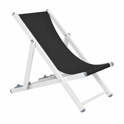 Ensemble de 2 Chaises de Plage Pliantes en Aluminium Noir