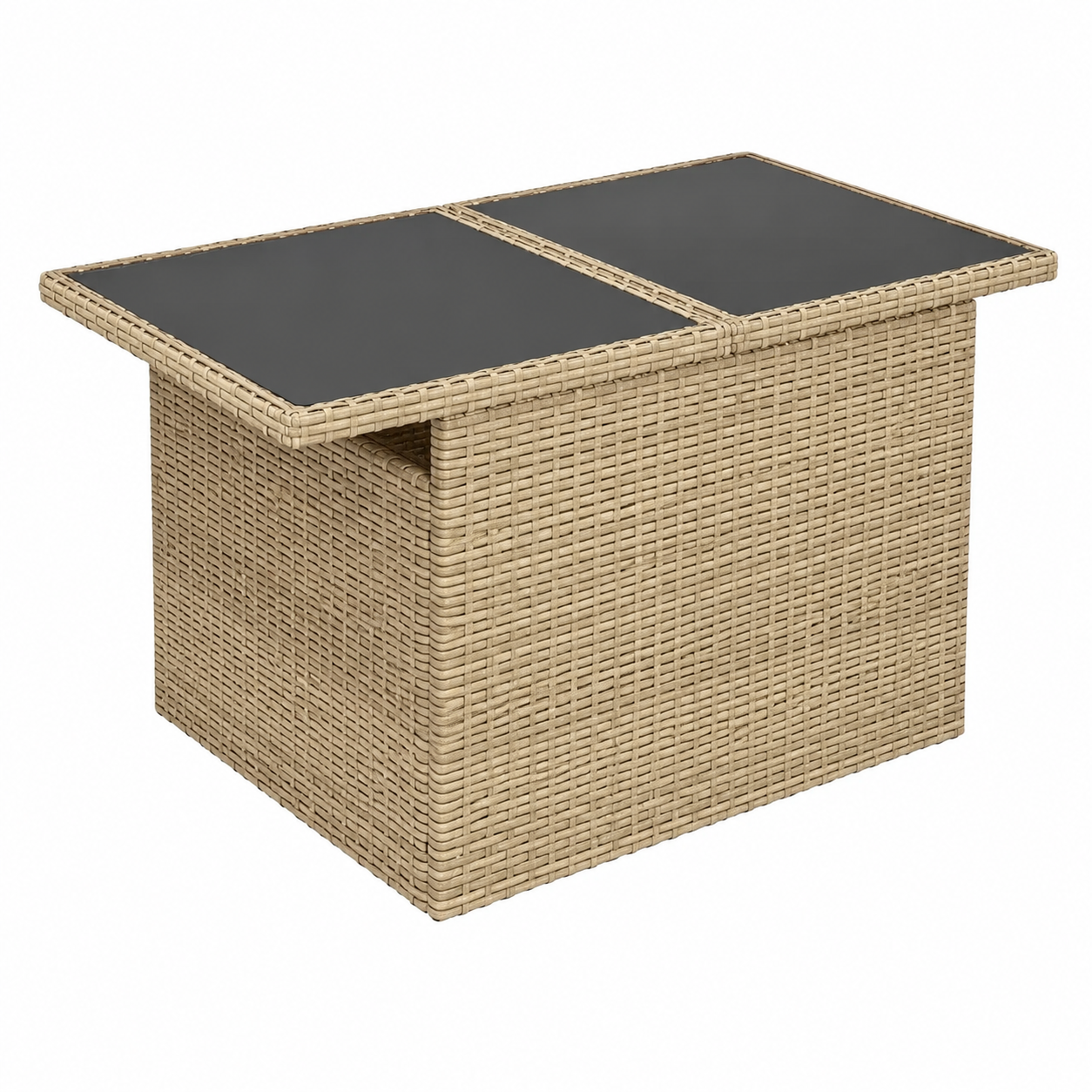 Ensemble de meubles de jardin en résine tressée beige 7 pièces avec coussins