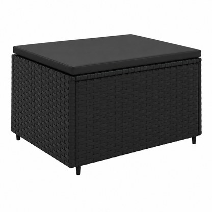 Ensemble de mobilier de jardin 8 pièces avec coussins noirs en résine tressée