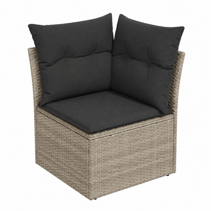 Ensemble de mobilier de jardin 8 pièces avec coussins gris clair