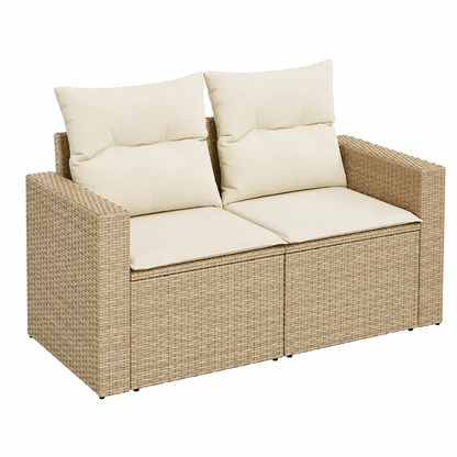Ensemble d'extérieur 8 pièces avec coussins en résine beige