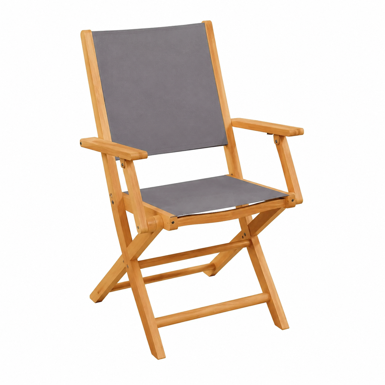 Lot de 2 chaises d'extérieur anthracite en bois massif d'acacia avec tissu