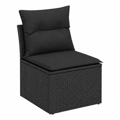 Ensemble de mobilier extérieur 8 pièces avec coussins noirs en résine