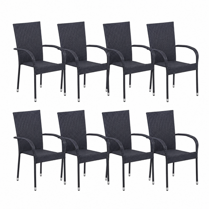 Ensemble de Salle à Manger Extérieur 9 Pièces Noir