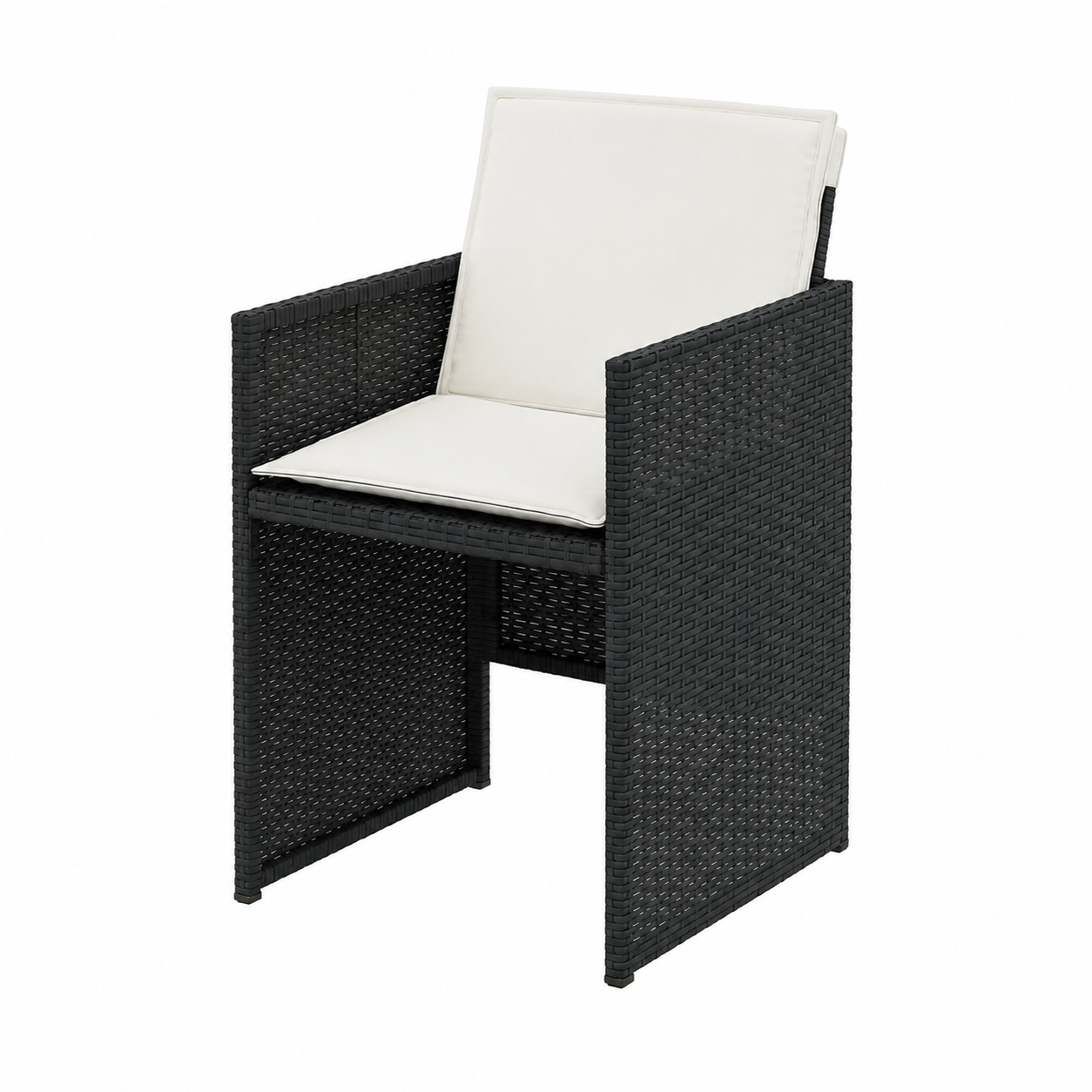 Ensemble de jardin avec coussins 7 pièces en résine tressée noire
